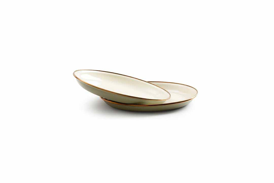 Assiette de salade en émaille, set de 2, Olive Drab, Barebones