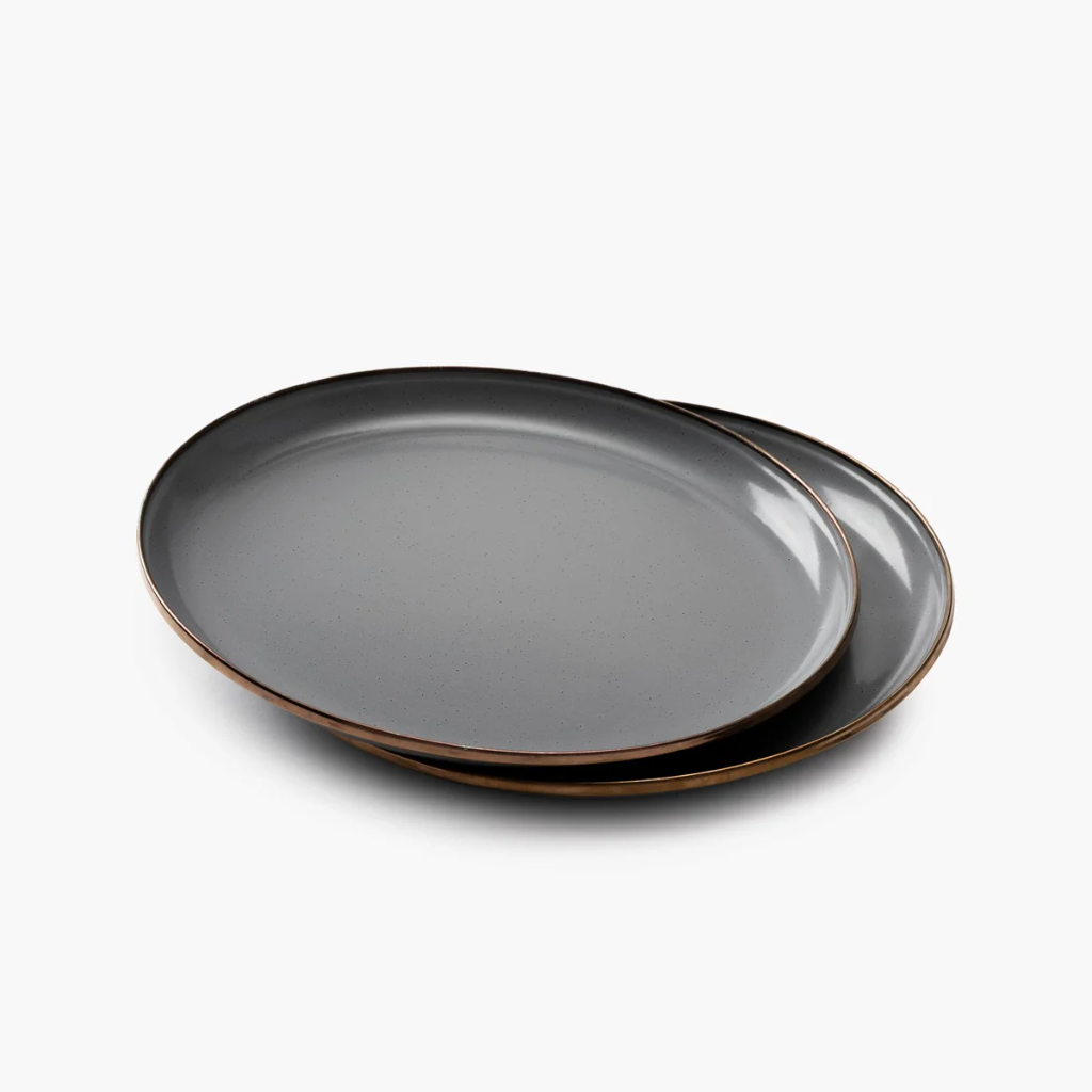 Assiettes Set 2 Gris Ardoise Enamelware Dining Collection Barebones