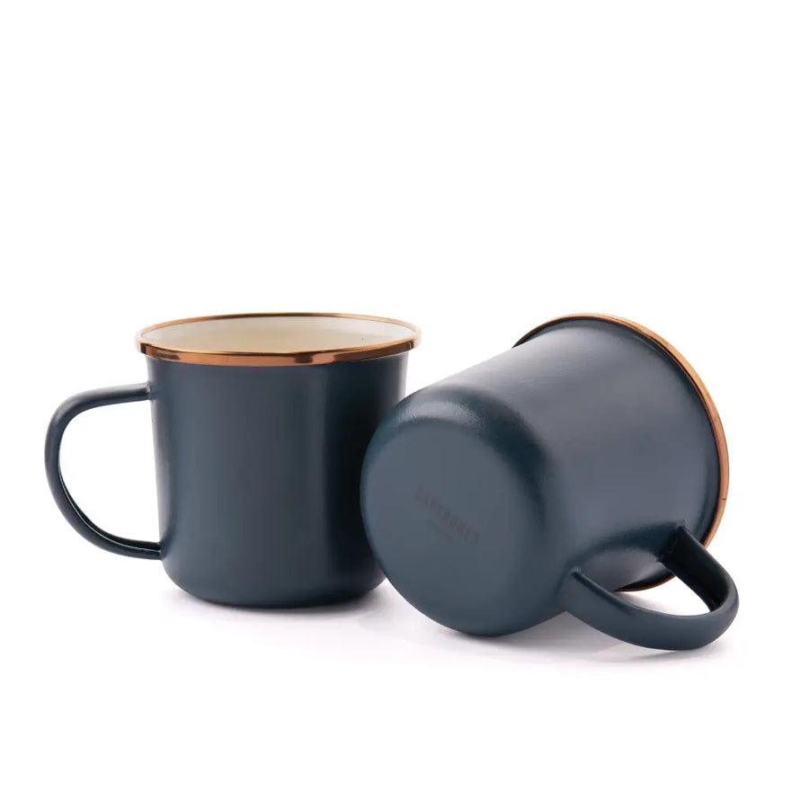 Tasses en émail bicolore, set de 2, indigo blue, Barebones