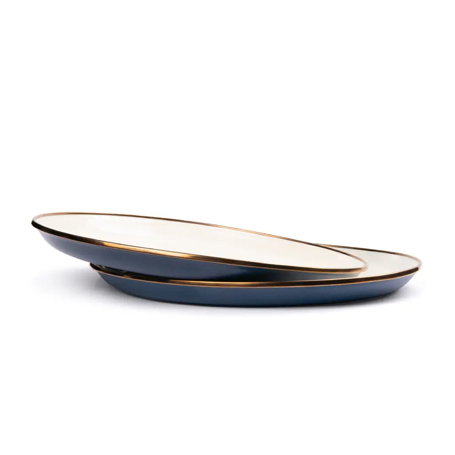 [CKW-1032] Emaille-Teller, 2er Set, deep indigo, Barebones