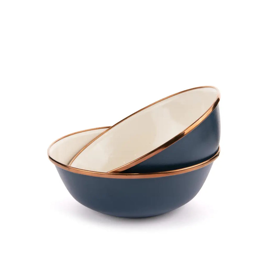 Emaille Schalen zweifarbig, 2er Set, indigo blue, Barebones